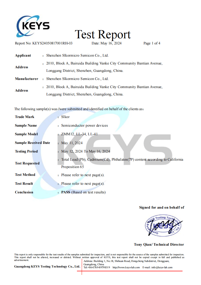 Proposition 65 Test Report